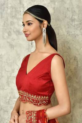 Designer georgette printed and lace work saree with blouse piece 5