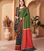 Winter special green pashmina saree with fancy shawl for wedding looks