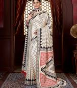 Winter special off white pashmina saree with fancy shawl for wedding looks