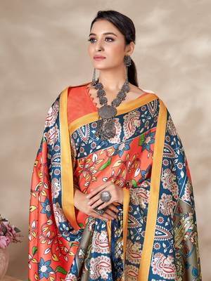 Winter special orange pashmina saree with fancy shawl wedding looks 2