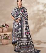 Winter special black pashmina saree with fancy shawl for wedding looks