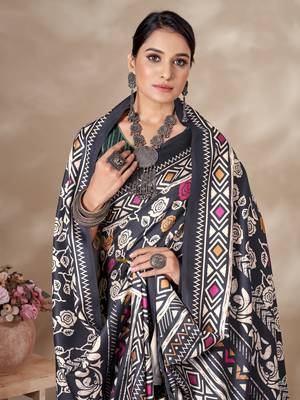 Winter special black pashmina saree with fancy shawl wedding looks 2
