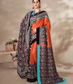 Winter special orange pashmina saree with fancy shawl for wedding looks