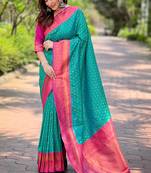 Rama wevon copper butti designer soft silk ethnic saree