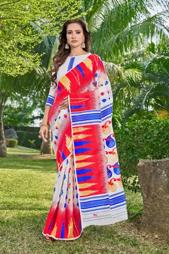 White silk cotton wevon thread designer ethnic casual looks saree