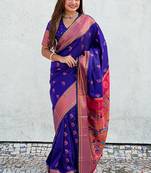 Violet soft silk c graceful wevon nath meenakari designer saree