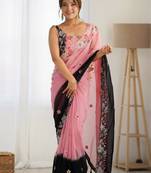 Black georgette c bollywood style pedding with embroidery work saree