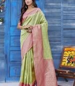 Green glamorous wevon jacquard designer silk blend wedding season saree