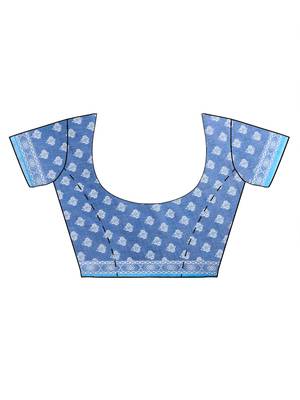 Blue digital printed linen c graceful saree 4