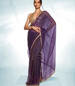 Glamorous purple tissue c trendy designer bollywood saree