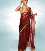Glamorous brown tissue c trendy designer bollywood saree
