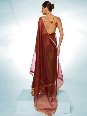 Glamorous brown tissue c trendy saree 2