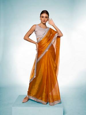 Glamorous musterd burburry c trendy saree 4