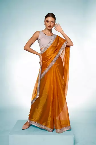 Glamorous musterd burburry c trendy saree