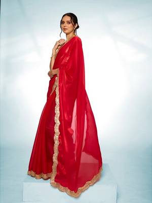 Glamorous red jimmy choo c trendy saree 5