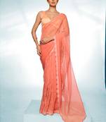 Orange organza c swarovski graceful bollywood style party saree