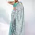 Sea green satin georgette c printed graceful bollywood style party saree