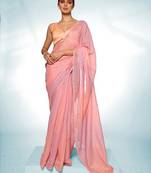 Pink jimmy choo c swarovski designer graceful bollywood style party saree