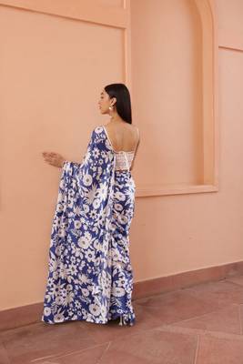 Blue nylon japan satin c trendy girlie saree 2