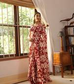 Maroon nylon japan satin c trendy girlie saree