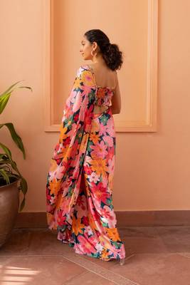 Pink nylon japan satin c trendy girlie saree 2