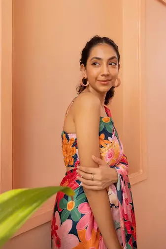 Pink nylon japan satin c trendy girlie saree
