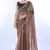 Brown golden net partywear sequins embroidery work ethnic saree