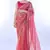 Pink golden net partywear sequins embroidery work ethnic saree