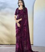 Wine georgette c designer printed saree