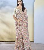 Off white georgette c designer printed saree