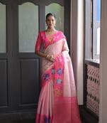  pink soft silk classy rich woven printed saree