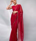 Red moss c swarovski designer graceful bollywood style party saree