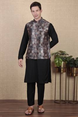 Multy color beautiful khadi silk digital printed men's traditional koti 1