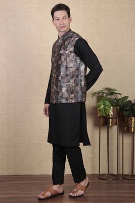 Multy color beautiful khadi silk digital printed men's traditional koti 3