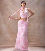 Cowl neck and embroidered skirt set