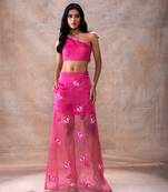 One shoulder top and skirt set