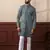 Green smart chikankari embroidery work men's festive kurta payjama