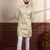 Beige smart chikankari embroidery work men's festive kurta payjama