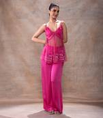 Tie-up peplum tunic & pant set