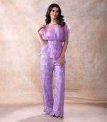 Organza top with embroidered pant set