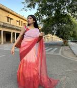 Grace and tradition meet in the exquisite Kota Doria Ombre Saree.