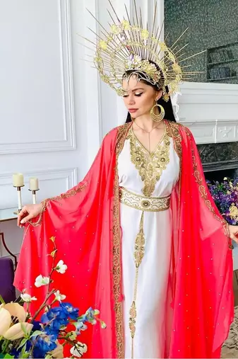Sale Kaftan Zari Embroidered Stone Work Georgette Casual Stitched Wedding Party Dress 285