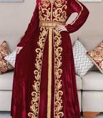 Sale Kaftan Aari Embroidered Velvet Casual Stitched Wedding Party Dress 286