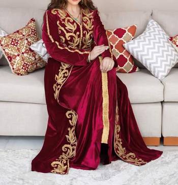 Sale Kaftan Aari Embroidered Velvet Casual Stitched Wedding Party Dress 286 2