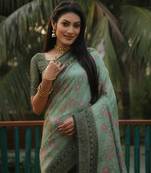 Sea-Green kanjivaram silk blend Saree With Rich Pallu Saree