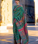 Rama Organza Silk Handloom Weaving Silk Saree With Rich Pallu atteched With Blouse