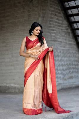 Golden Soft Silk Rich Pallu & Jacquard Work Saree,Blouse-not As Per Image 1