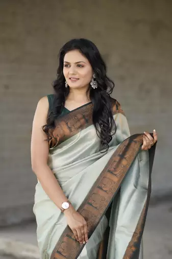 Light-Green Soft Silk Rich Pallu & Jacquard Work Saree,Blouse-not As Per Image