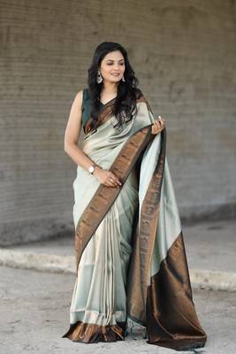 Light-Green Soft Silk Rich Pallu & Jacquard Work Saree,Blouse-not As Per Image 1