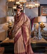 Brown Tissue Silk Zari Weaving Saree With Blouse